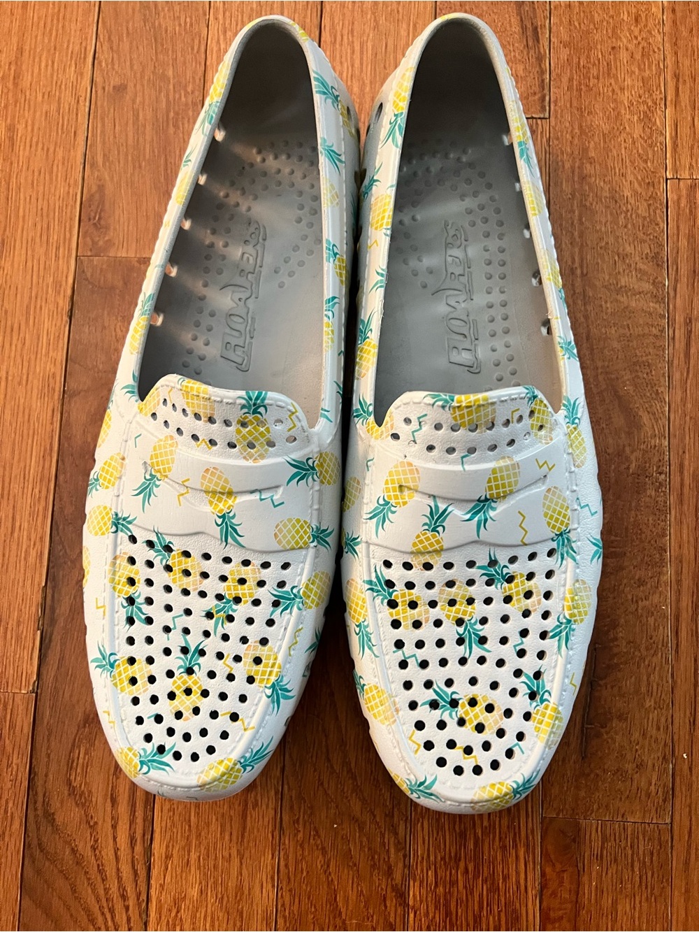 RoastersPerforated White Slip-On Shoe with Tropical Yellow Accent size 13